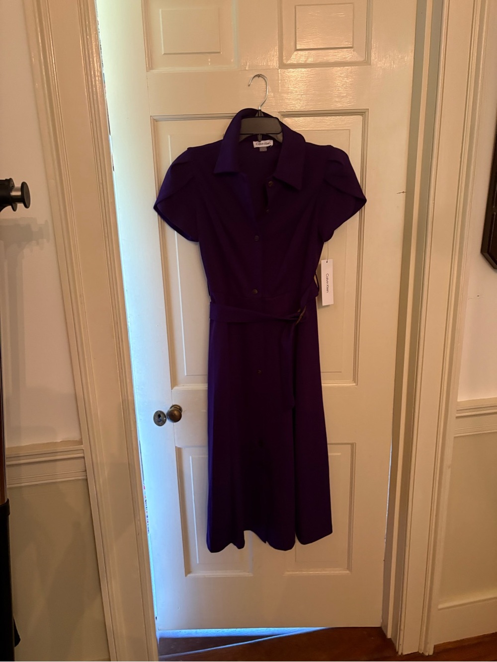 Calvin Klein Purple Shirtwaist Belted Dress